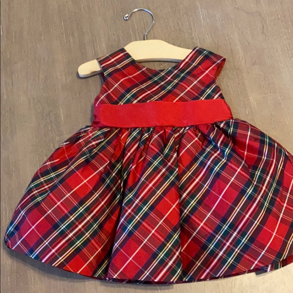 Red tartan taffeta dress